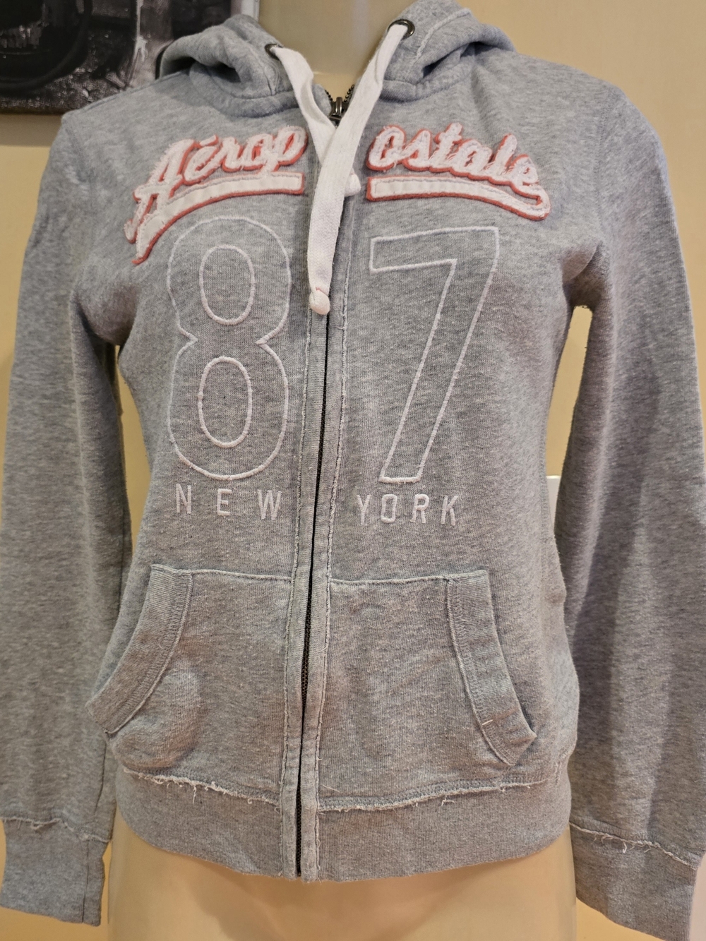 Aeropostale Gray 87 New York Zip-Up Hoodie Teen Girls SZ S/P